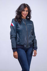 Men’s Alpine Jean leather jacket royal blue